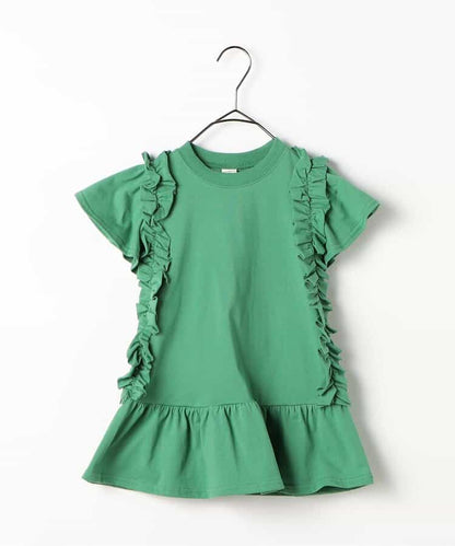 Japanese children's clothing p.prem#r side pleated short-sleeved dress 80-140cm girls summer dresses 
