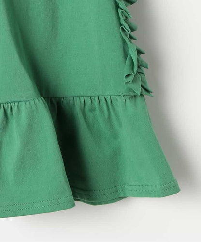 Japanese children's clothing p.prem#r side pleated short-sleeved dress 80-140cm girls summer dresses 