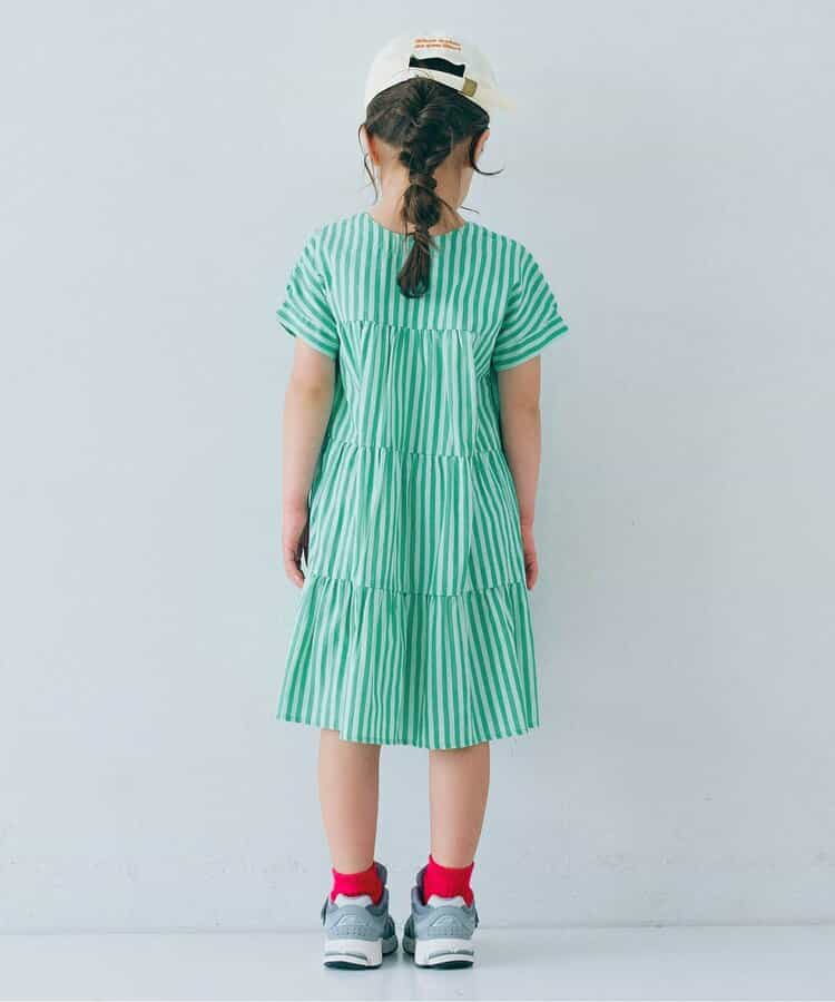 Japanese children's clothing p.prem#r 2Way reversible two-way wear front and back striped shirt dress 80-140cm girls summer dresses 