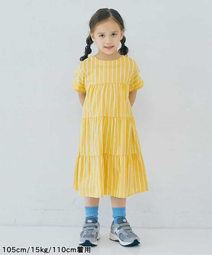 Japanese children's clothing p.prem#r 2Way reversible two-way wear front and back striped shirt dress 80-140cm girls summer dresses 