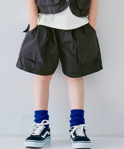 Japanese children's clothing p.prem#r 3D pocket work shorts 80-140cm boys/girls summer PANTS 