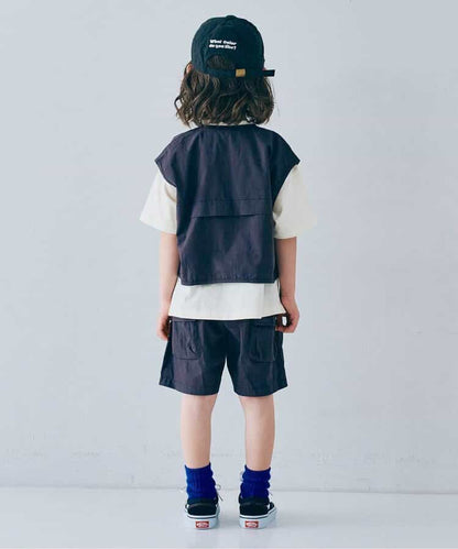 Japanese children's clothing p.prem#r 3D pocket work shorts 80-140cm boys/girls summer PANTS 