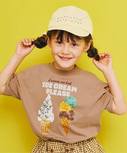 Japanese children's clothing p.prem#r ice cream print top 80-140cm boys/girls summer TOPS 