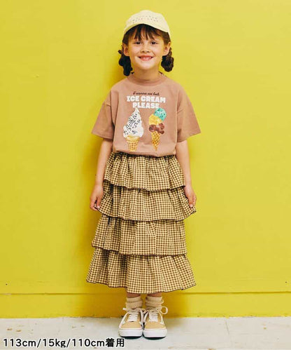 Japanese children's clothing p.prem#r ice cream print top 80-140cm boys/girls summer TOPS 