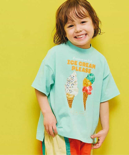 Japanese children's clothing p.prem#r ice cream print top 80-140cm boys/girls summer TOPS 