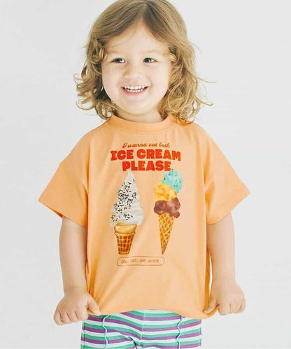 Japanese children's clothing p.prem#r ice cream print top 80-140cm boys/girls summer TOPS 