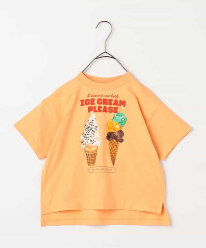 Japanese children's clothing p.prem#r ice cream print top 80-140cm boys/girls summer TOPS 