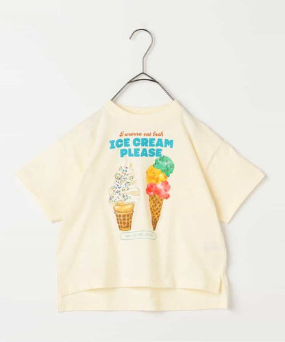 Japanese children's clothing p.prem#r ice cream print top 80-140cm boys/girls summer TOPS 