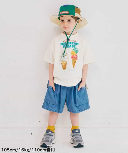 Japanese children's clothing p.prem#r ice cream print top 80-140cm boys/girls summer TOPS 