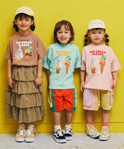 Japanese children's clothing p.prem#r ice cream print top 80-140cm boys/girls summer TOPS 