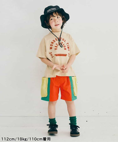 Japanese children's clothing p.prem#r letter print short-sleeved top 80-140cm boys/girls summer TOPS 
