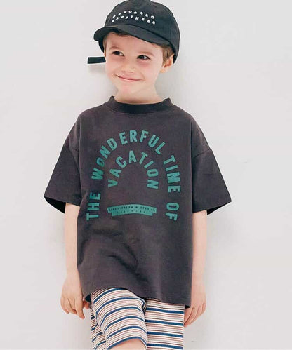 Japanese children's clothing p.prem#r letter print short-sleeved top 80-140cm boys/girls summer TOPS 