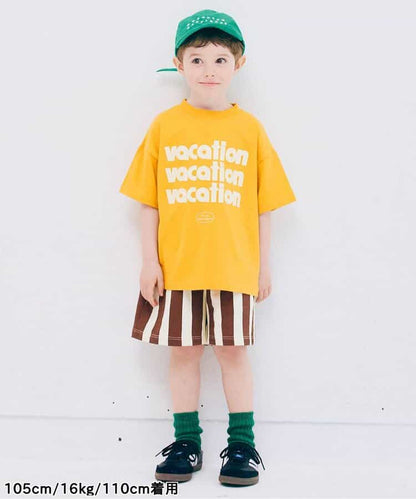 Japanese children's clothing p.prem#r letter print short-sleeved top 80-140cm boys/girls summer TOPS 