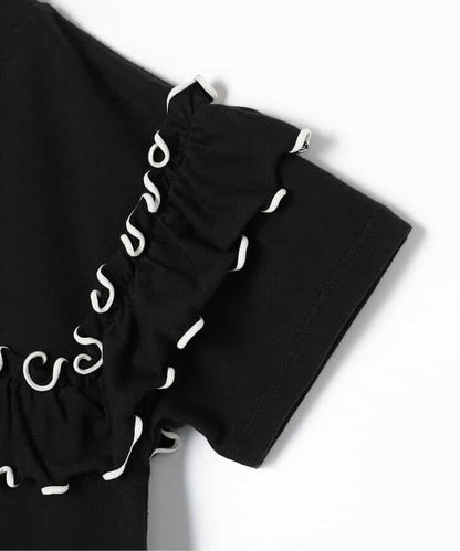 Japanese children's clothing p.prem#r ruffled short-sleeved top 80-140cm girls summer TOPS 