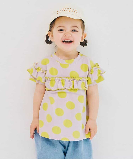 Japanese children's clothing p.prem#r ruffled short-sleeved top 80-140cm girls summer TOPS 