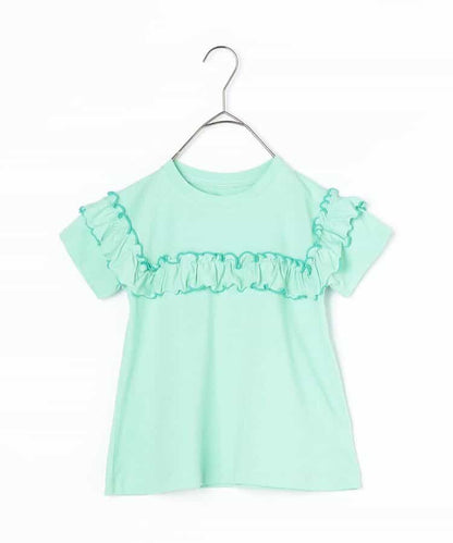 Japanese children's clothing p.prem#r ruffled short-sleeved top 80-140cm girls summer TOPS 