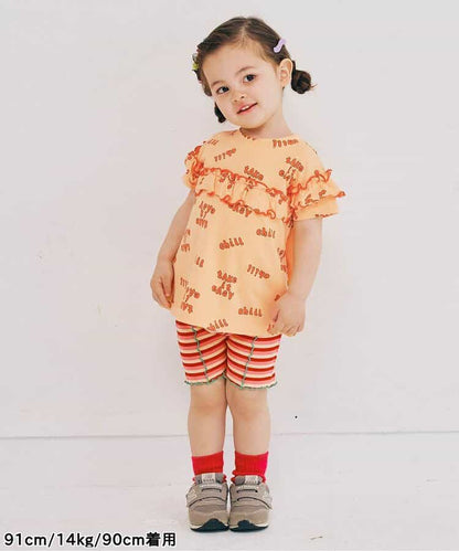 Japanese children's clothing p.prem#r ruffled short-sleeved top 80-140cm girls summer TOPS 