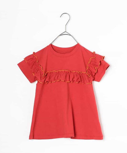 Japanese children's clothing p.prem#r ruffled short-sleeved top 80-140cm girls summer TOPS 