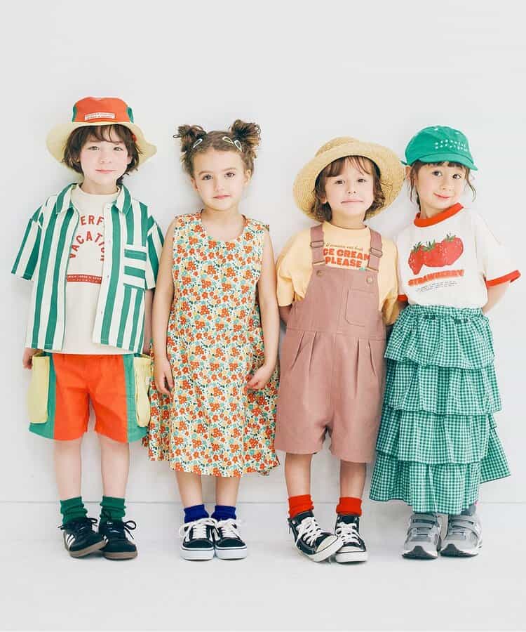 Japanese children's clothing p.prem#r fruit print top 80-140cm boys/girls summer TOPS 