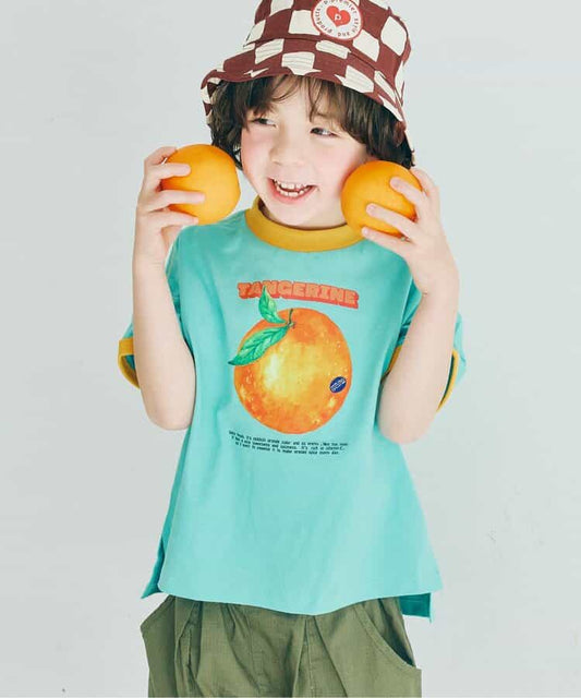 Japanese children's clothing p.prem#r fruit print top 80-140cm boys/girls summer TOPS 