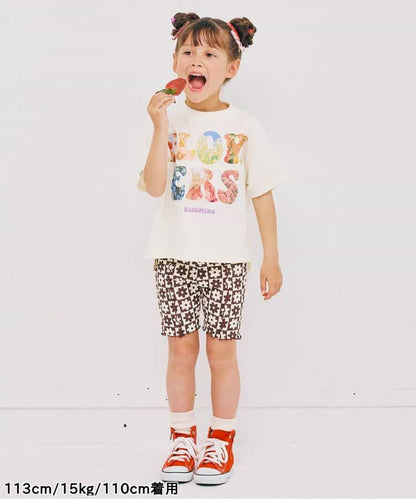 Japanese children's clothing p.prem#r FLOWERS printed tops 80-140cm boys/girls summer TOPS 