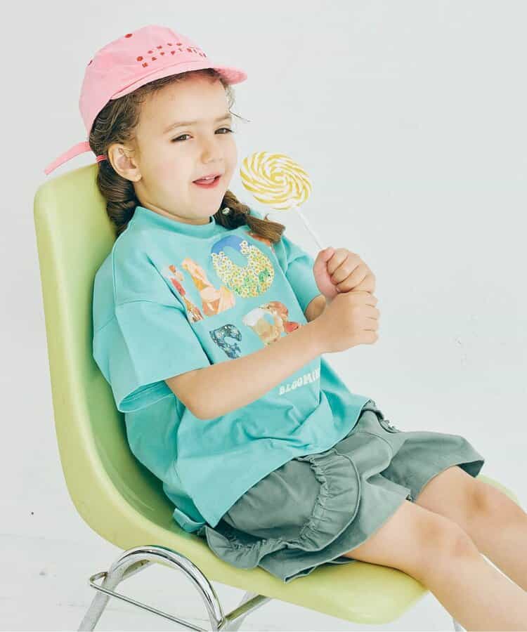 Japanese children's clothing p.prem#r FLOWERS printed tops 80-140cm boys/girls summer TOPS 