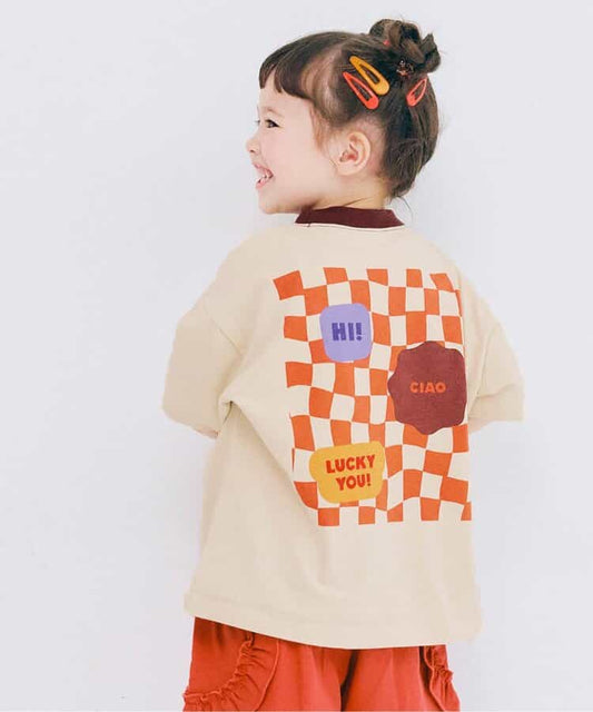 Japanese children's clothing p.prem#r letter print short-sleeved top 80-140cm boys/girls summer TOPS 
