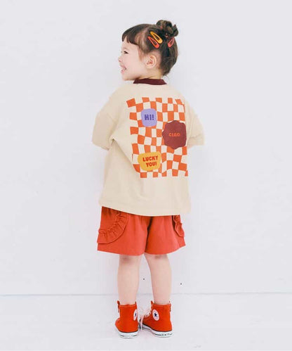 Japanese children's clothing p.prem#r letter print short-sleeved top 80-140cm boys/girls summer TOPS 