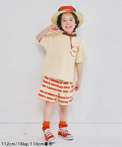 Japanese children's clothing p.prem#r letter print short-sleeved top 80-140cm boys/girls summer TOPS 