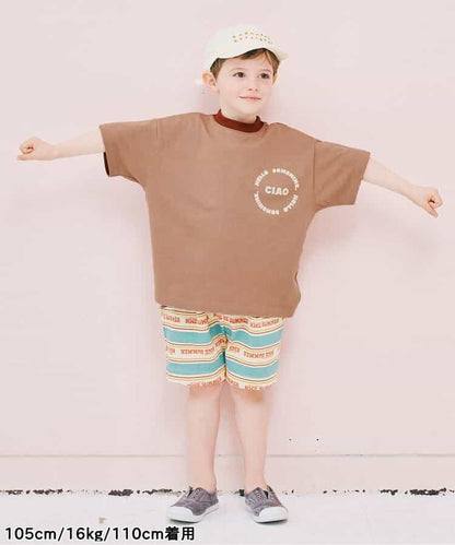 Japanese children's clothing p.prem#r letter print short-sleeved top 80-140cm boys/girls summer TOPS 