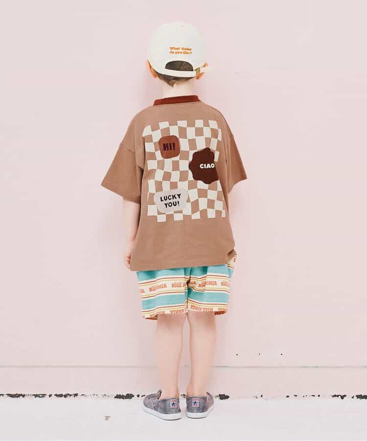 Japanese children's clothing p.prem#r letter print short-sleeved top 80-140cm boys/girls summer TOPS 