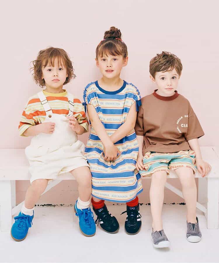 Japanese children's clothing p.prem#r letter print short-sleeved top 80-140cm boys/girls summer TOPS 