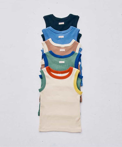 Japanese children's clothing p.prem#r simple ribbed vest 80-140cm boys' summer TOPS 