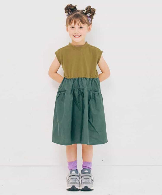 Japanese children's clothing p.prem#r workwear patchwork dress 80-140cm girls summer dresses 