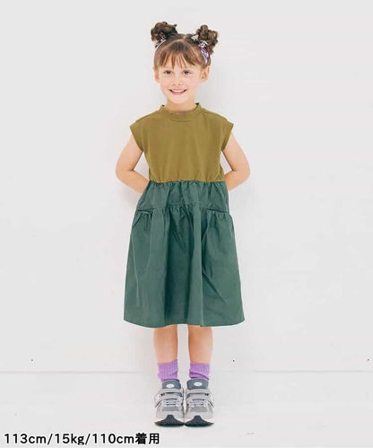 Japanese children's clothing p.prem#r workwear patchwork dress 80-140cm girls summer dresses 