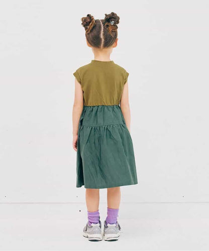 Japanese children's clothing p.prem#r workwear patchwork dress 80-140cm girls summer dresses 