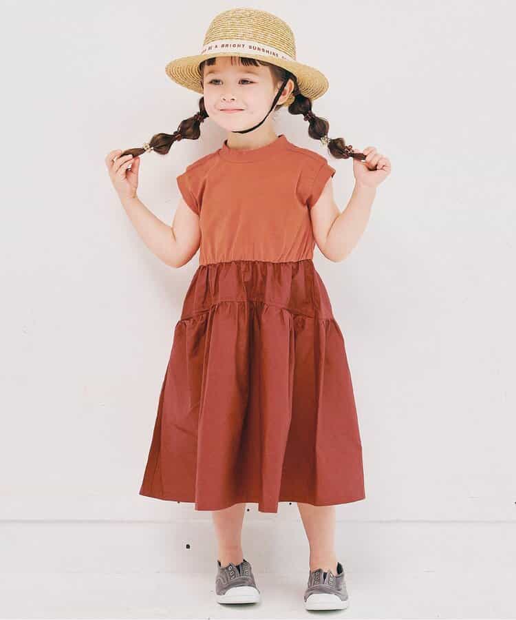 Japanese children's clothing p.prem#r workwear patchwork dress 80-140cm girls summer dresses 