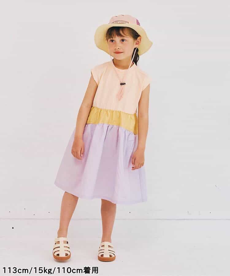 Japanese children's clothing p.prem#r workwear patchwork dress 80-140cm girls summer dresses 