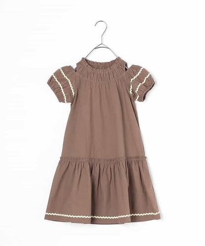 Japanese children's clothing p.prem#r off-the-shoulder short-sleeved dress 80-140cm girls summer dresses 