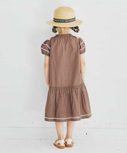 Japanese children's clothing p.prem#r off-the-shoulder short-sleeved dress 80-140cm girls summer dresses 