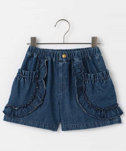 Japanese children's clothing p.prem#r lace pocket shorts 80-140cm girls summer TOPS 
