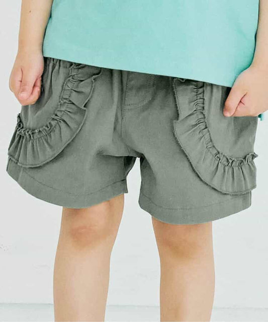 Japanese children's clothing p.prem#r lace pocket shorts 80-140cm girls summer TOPS 