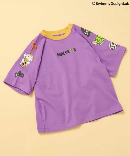 Japanese children's clothing FOKIDS × Swimmy DesignLab COME ON FU!! T-shirts 80-140cm for boys and girls, spring TOPS. Other brand children's clothing 