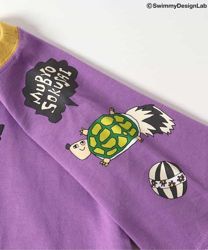 Japanese children's clothing FOKIDS × Swimmy DesignLab COME ON FU!! T-shirts 80-140cm for boys and girls, spring TOPS. Other brand children's clothing 