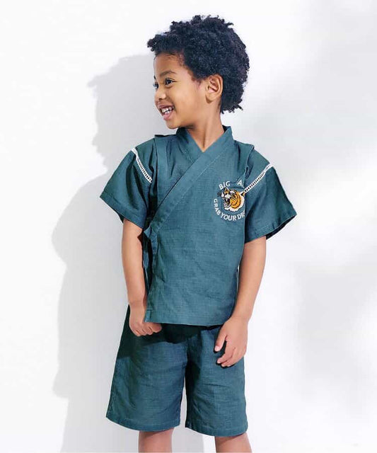 Japanese children's clothing FOKIDS TORASAN! JINBEI! Jinbei Japanese Kimono 80-140cm Boys Summer Other Brand Children's Clothing TOPS PANTS Japanese Summer Festival Special 