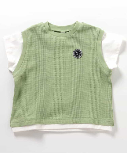 日本童裝 apres les cours 假兩件上衣 80-130cm 男童款 夏季 TOPS
