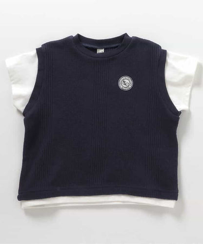日本童裝 apres les cours 假兩件上衣 80-130cm 男童款 夏季 TOPS