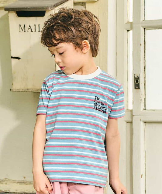 Japanese children's clothing apres les cours striped top 80-130cm boys' summer TOPS 