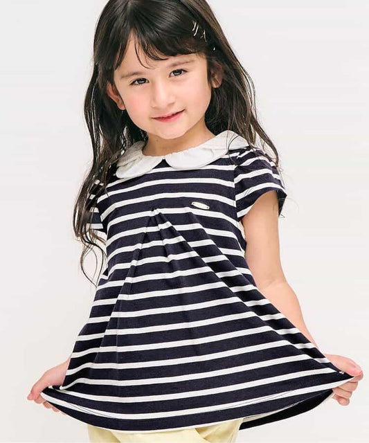 Japanese children's clothing apres les cours striped top 80-140cm girls summer TOPS 