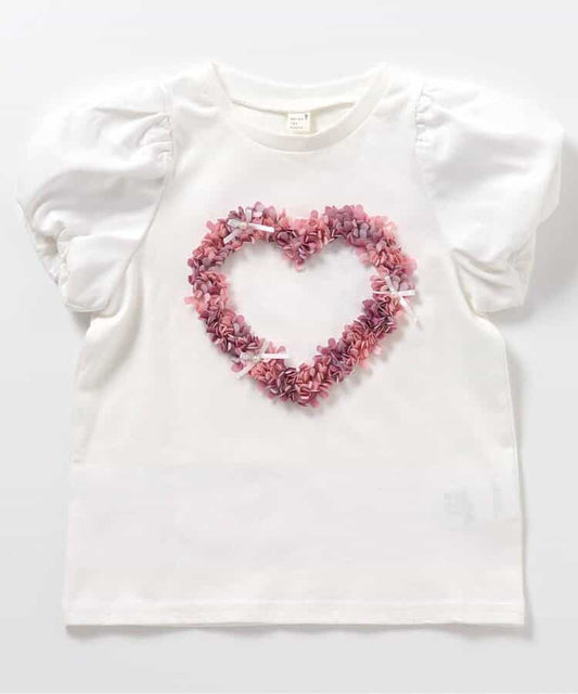 Japanese children's clothing apres les cours 3D heart-shaped floral top 80-140cm girls summer TOPS 
